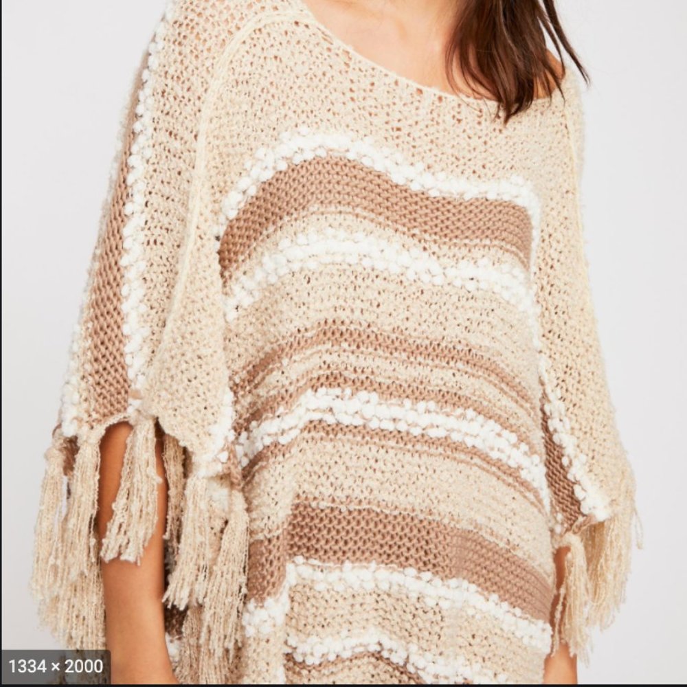 Free People Big Dipper Striped Poncho